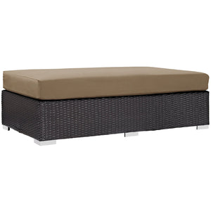 Convene Outdoor Patio Fabric Rectangle Ottoman, Espresso & Mocha