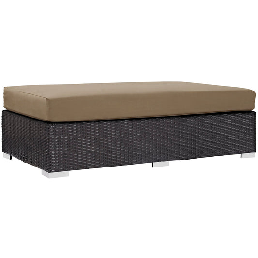 Convene Outdoor Patio Fabric Rectangle Ottoman, Espresso & Mocha