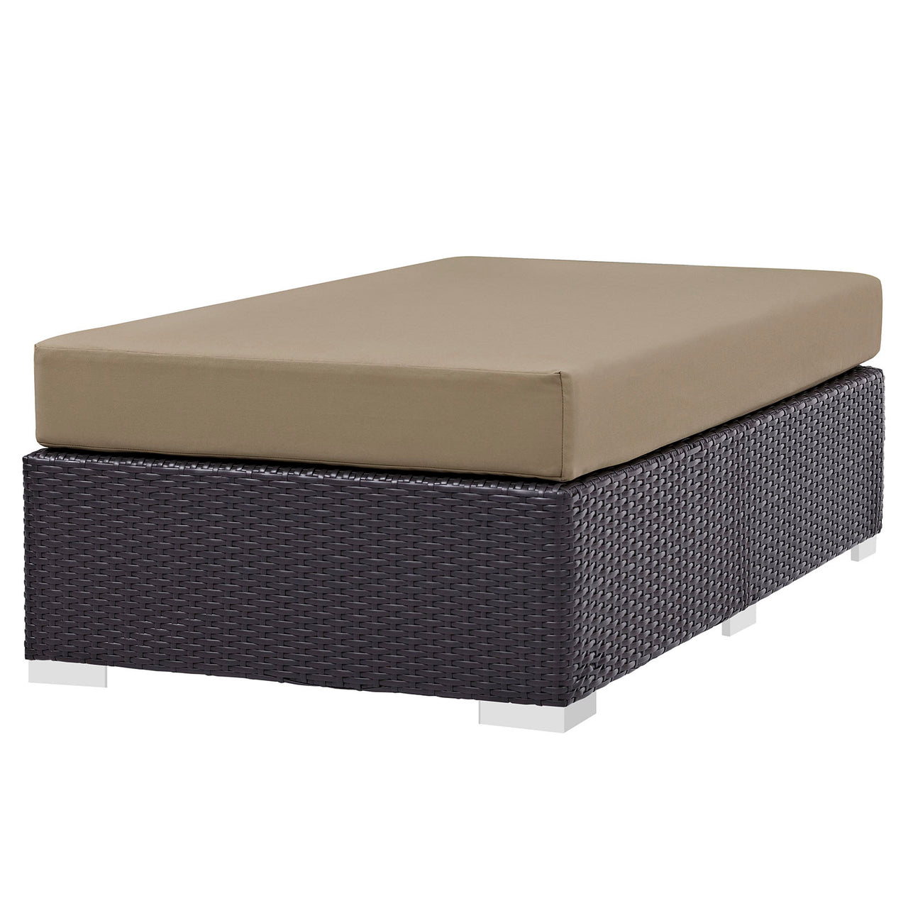 Convene Outdoor Patio Fabric Rectangle Ottoman, Espresso & Mocha