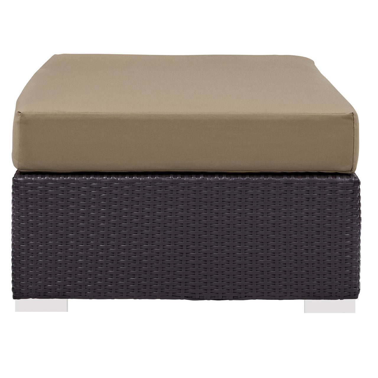 Convene Outdoor Patio Fabric Rectangle Ottoman, Espresso & Mocha