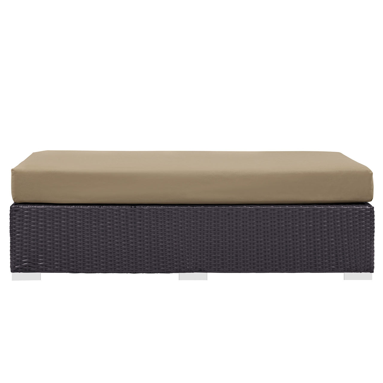 Convene Outdoor Patio Fabric Rectangle Ottoman, Espresso & Mocha
