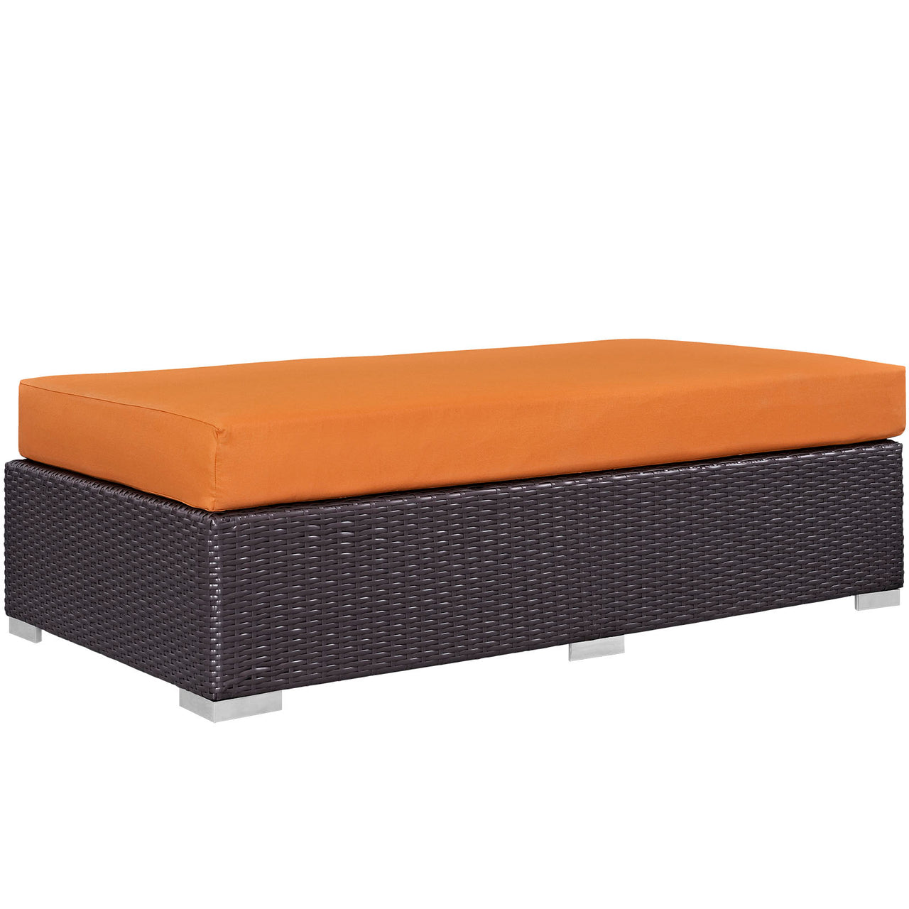 Convene Outdoor Patio Fabric Rectangle Ottoman, Espresso & Orange