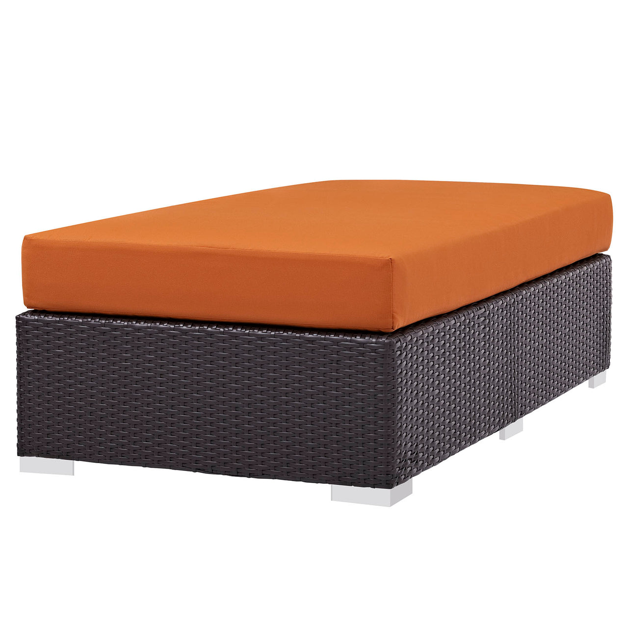 Convene Outdoor Patio Fabric Rectangle Ottoman, Espresso & Orange