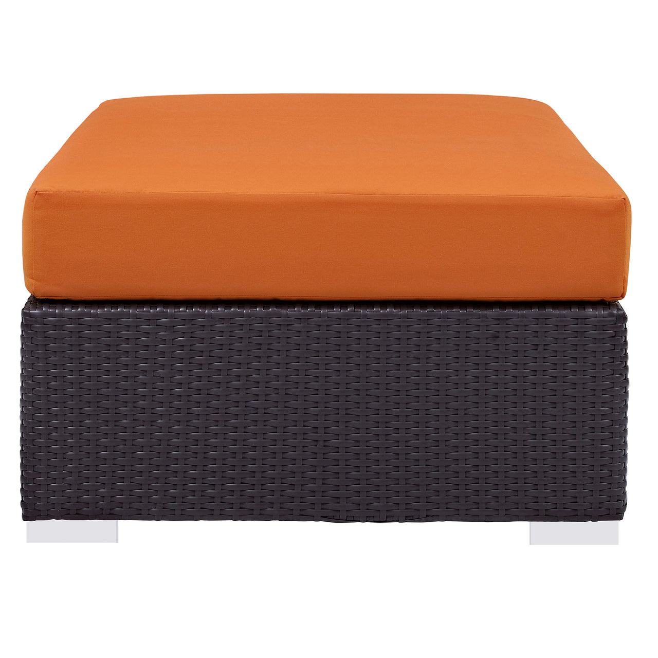 Convene Outdoor Patio Fabric Rectangle Ottoman, Espresso & Orange