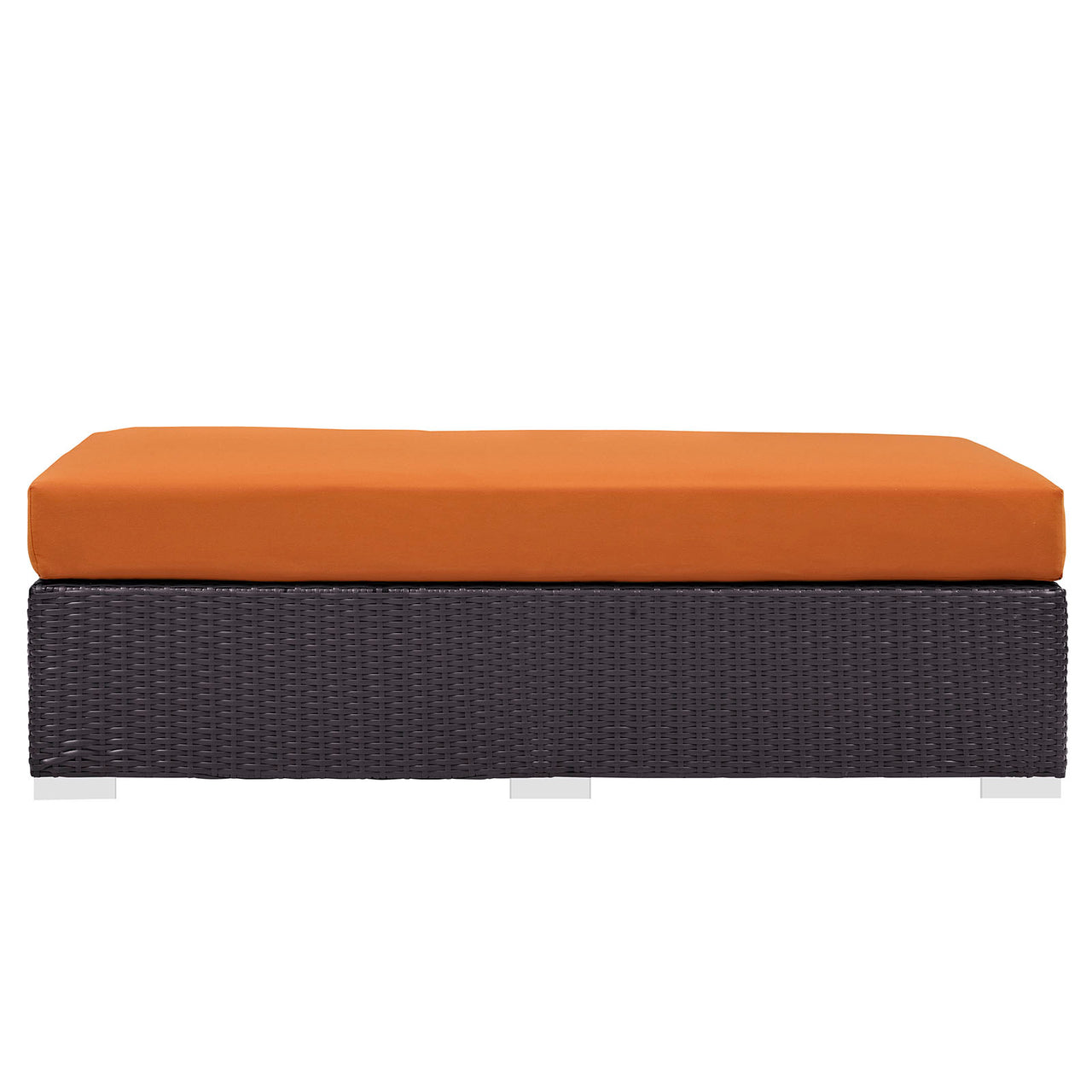 Convene Outdoor Patio Fabric Rectangle Ottoman, Espresso & Orange