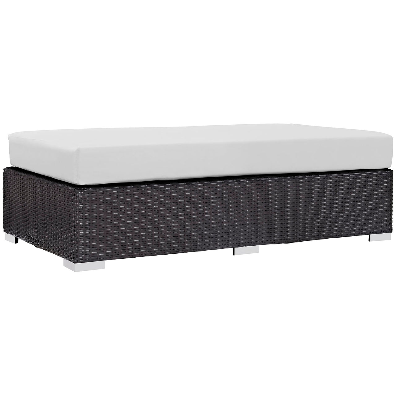 Conversation Alfresco Fabric Rectangle Ottoman, Espresso & White