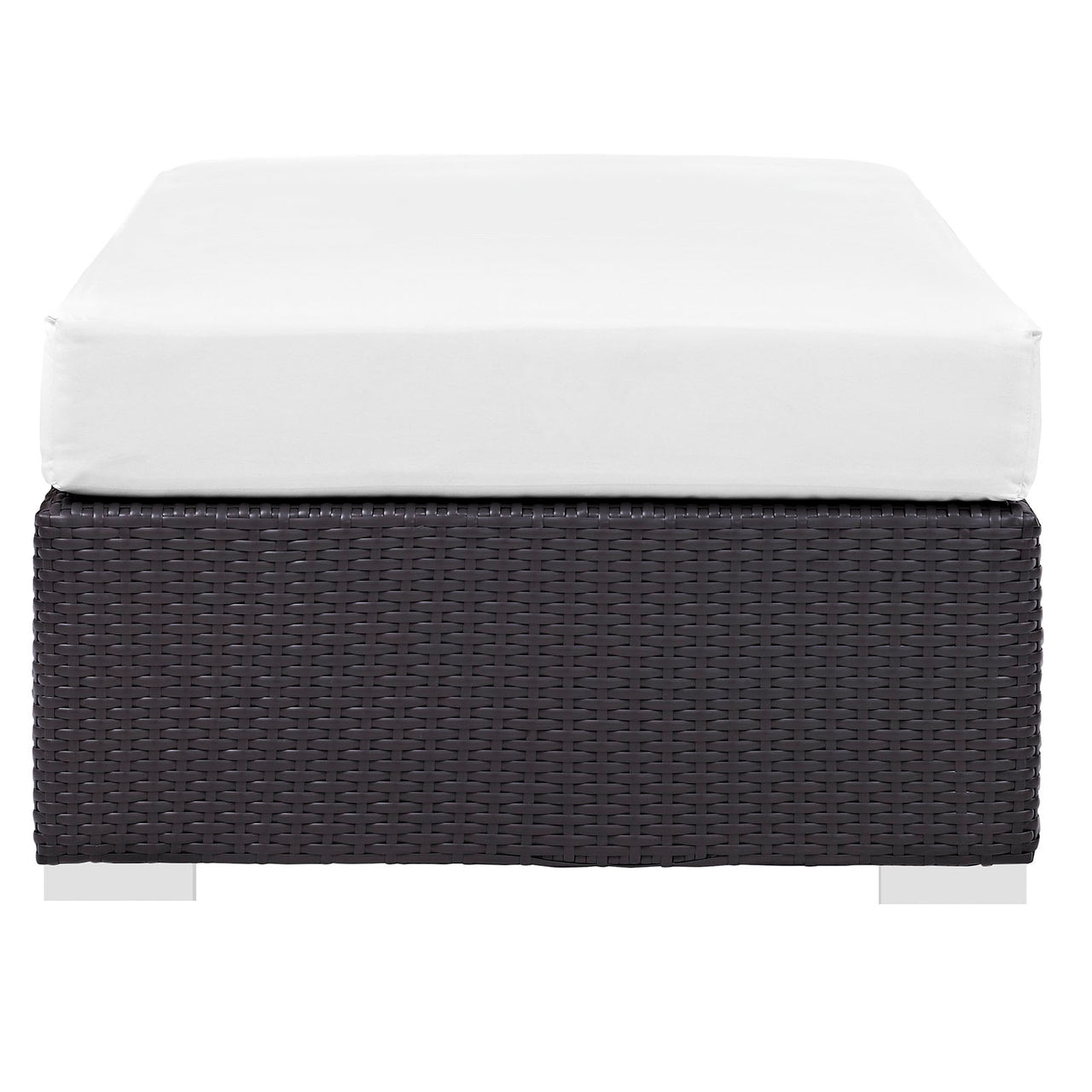 Conversation Alfresco Fabric Rectangle Ottoman, Espresso & White