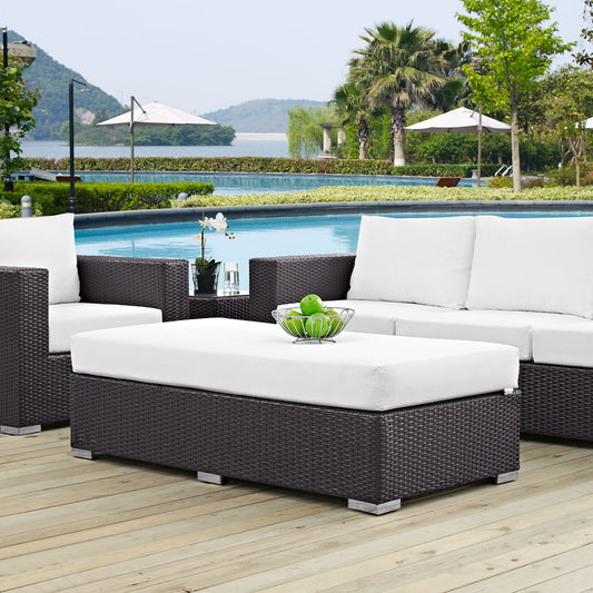 Conversation Alfresco Fabric Rectangle Ottoman, Espresso & White