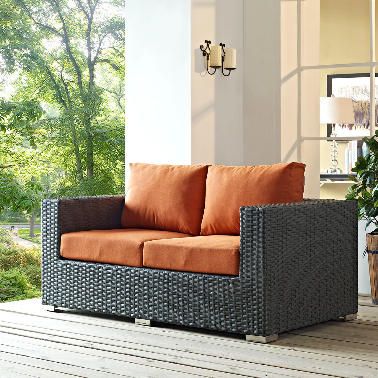 Sojourn Outdoor Patio Sunbrella® Loveseat, Canvas Tuscan