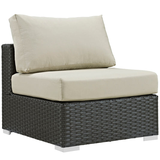 Soul Journey Alfresco Sunbrella® Armless Chair | Outdoor Modular Sectional Component, Canvas Antique Beige