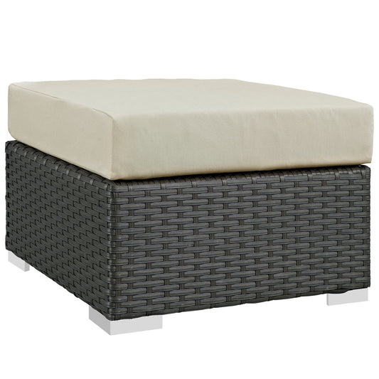 Soul Journey Alfresco Sunbrella® Ottoman | Outdoor Modular Sectional Component, Canvas Antique Beige