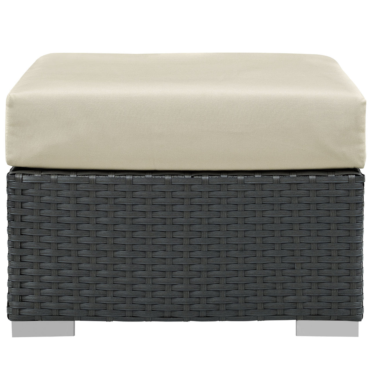 Sojourn Outdoor Patio Sunbrella® Ottoman | Outdoor Modular Sectional Component, Canvas Antique Beige