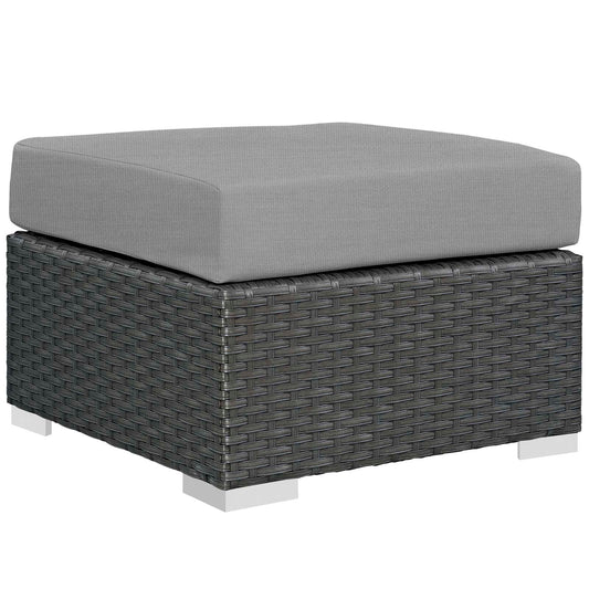 Soul Journey Alfresco Sunbrella® Ottoman | Outdoor Modular Sectional Component, Canvas Gray
