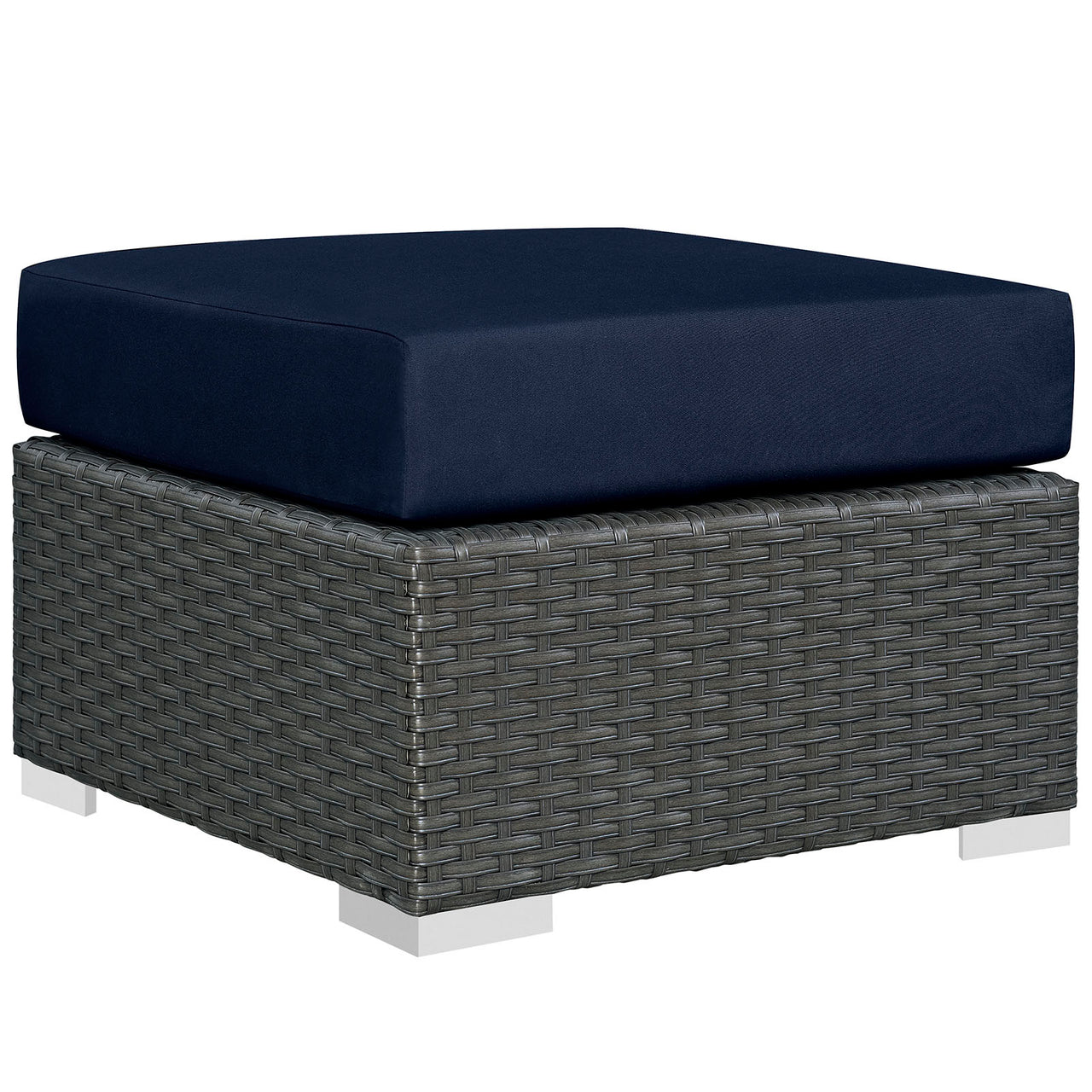 Soul Journey Alfresco Sunbrella® Ottoman | Outdoor Modular Sectional Component, Canvas Navy