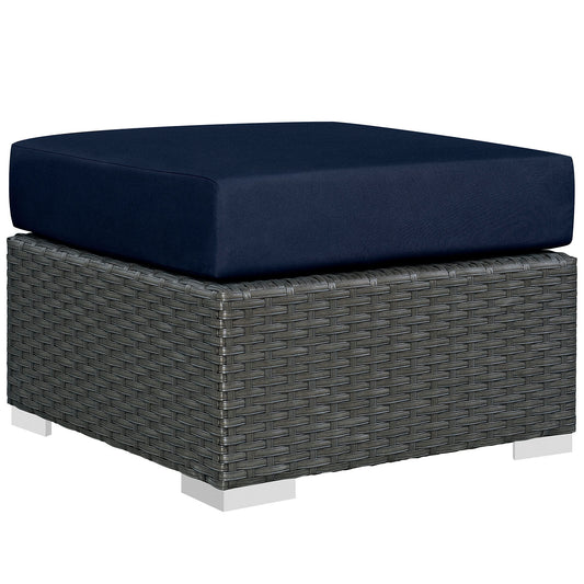 Soul Journey Alfresco Sunbrella® Ottoman | Outdoor Modular Sectional Component, Canvas Navy