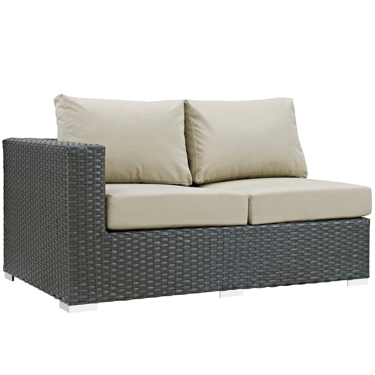 Soul Journey Alfresco Sunbrella® Left-Arm Loveseat | Outdoor Modular Sectional Component, Canvas Antique Beige