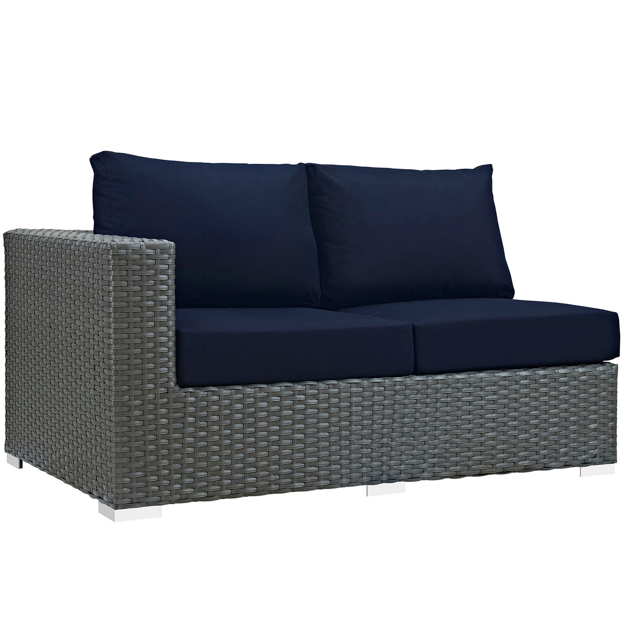 Sojourn Outdoor Patio Sunbrella® Left-Arm Loveseat | Outdoor Modular Sectional Component, Canvas Navy