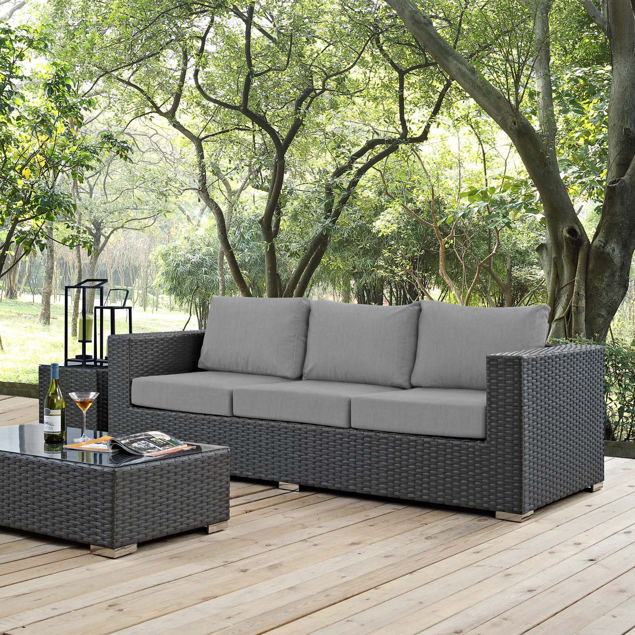 Sojourn Outdoor Patio Sunbrella® Sofa, Canvas Gray