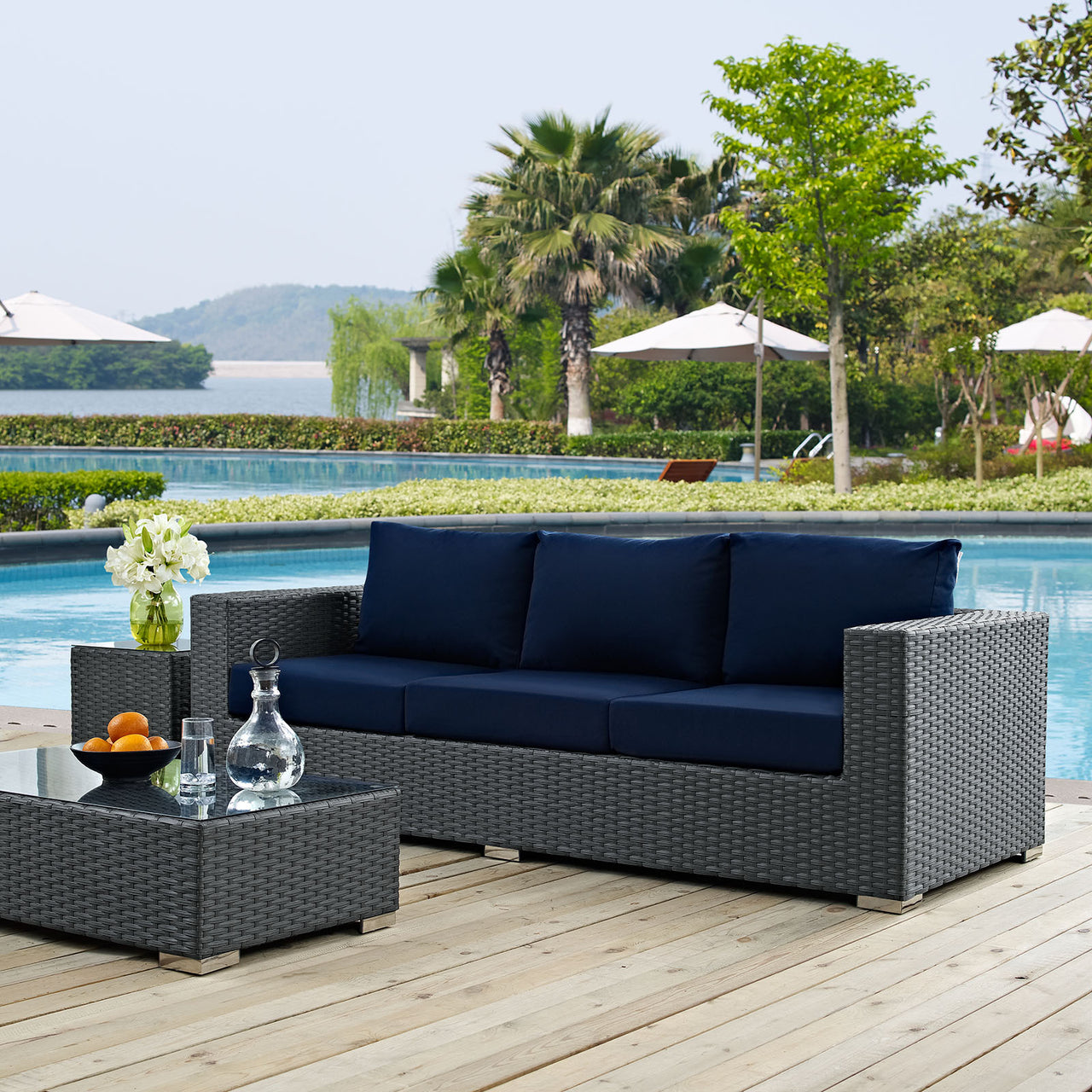 Soul Journey Alfresco Sunbrella® Sofa, Canvas Navy