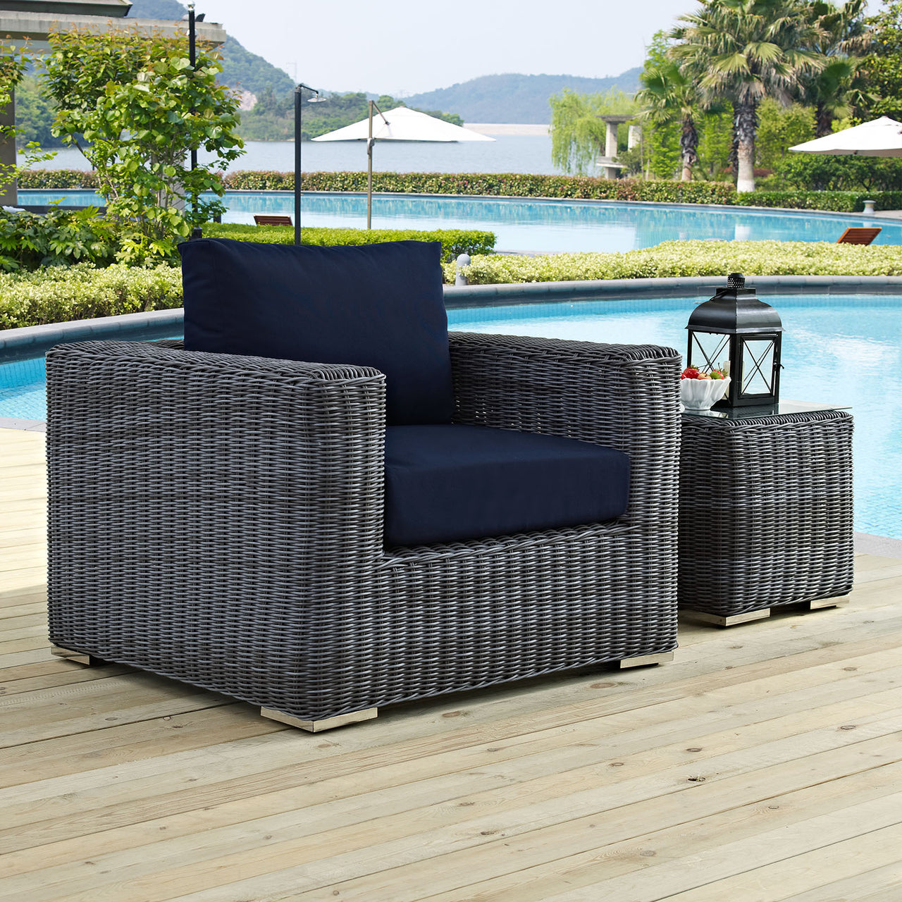 Invocation Alfresco Sunbrella® Armchair, Canvas Navy