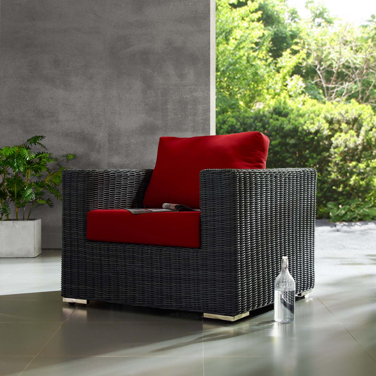 Summon Outdoor Patio Sunbrella® Armchair, Canvas Red