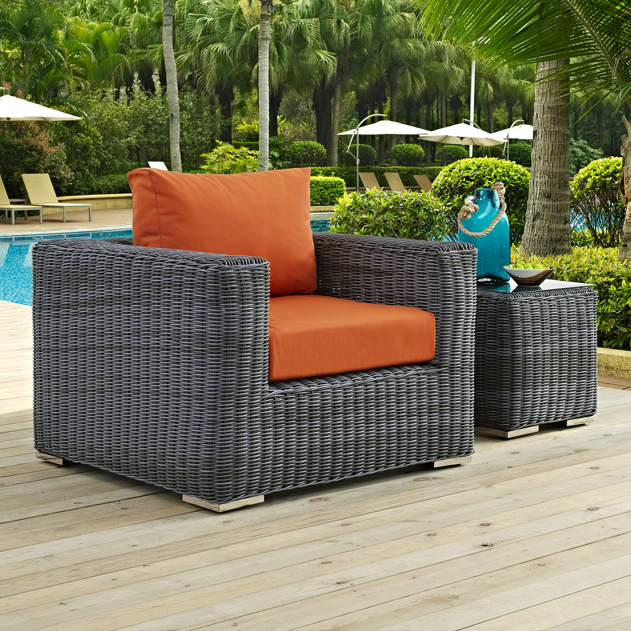 Summon Outdoor Patio Sunbrella® Armchair, Canvas Tuscan