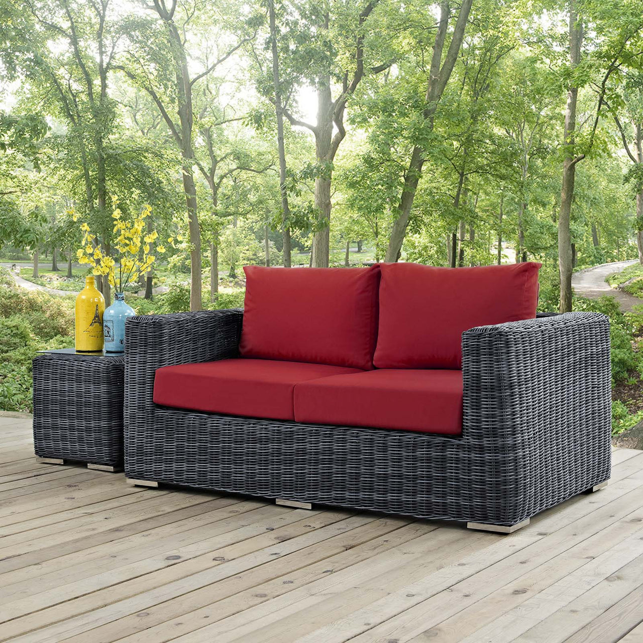Invocation Alfresco Sunbrella® Loveseat, Canvas Red