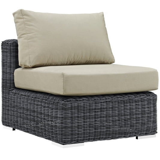 Invocation Alfresco Sunbrella® Armless Chair | Outdoor Modular Sectional Component, Canvas Antique Beige