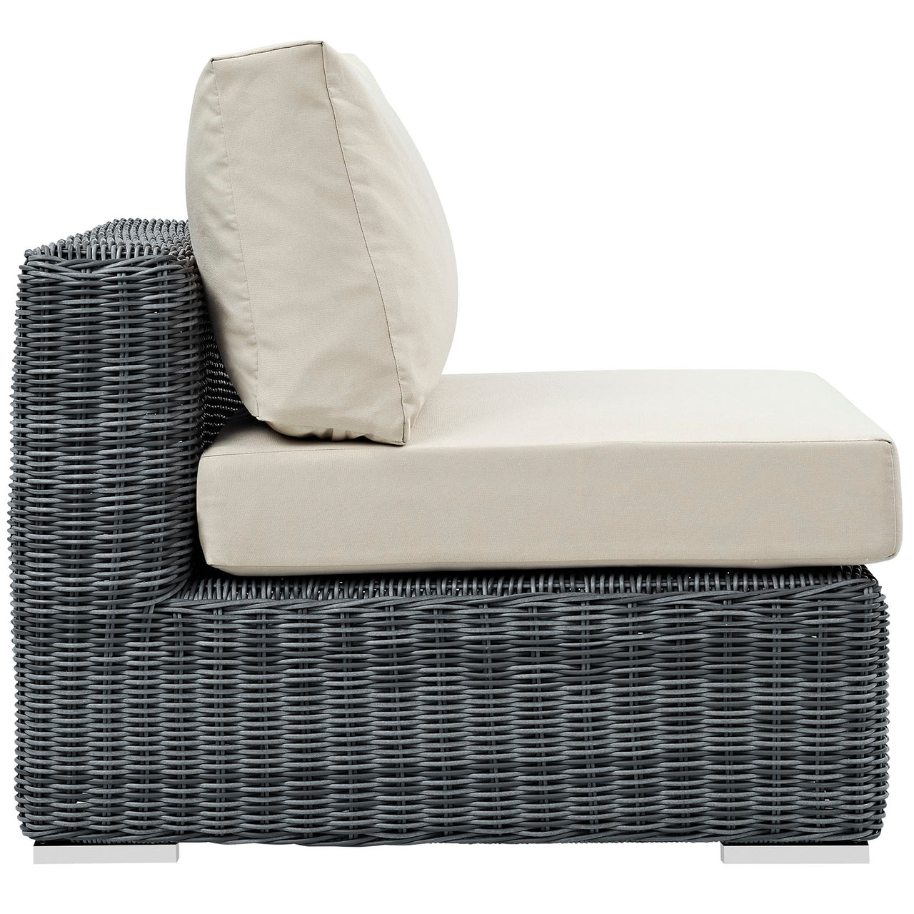 Summon Outdoor Patio Sunbrella® Armless Chair | Outdoor Modular Sectional Component, Canvas Antique Beige