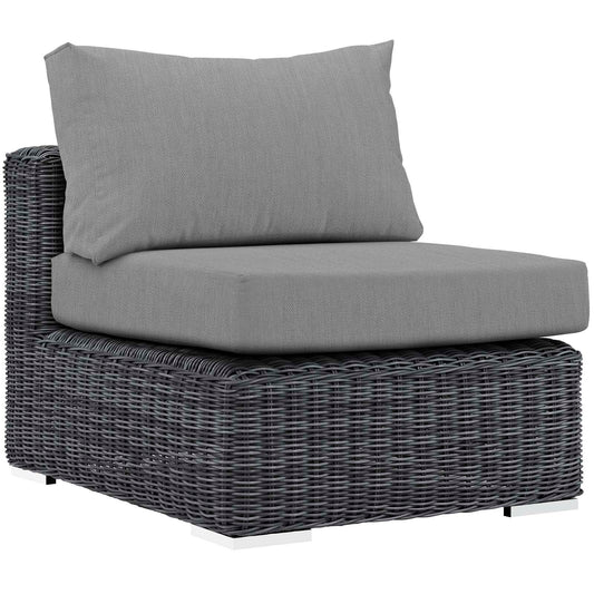Invocation Alfresco Sunbrella® Armless Chair | Outdoor Modular Sectional Component, Canvas Gray