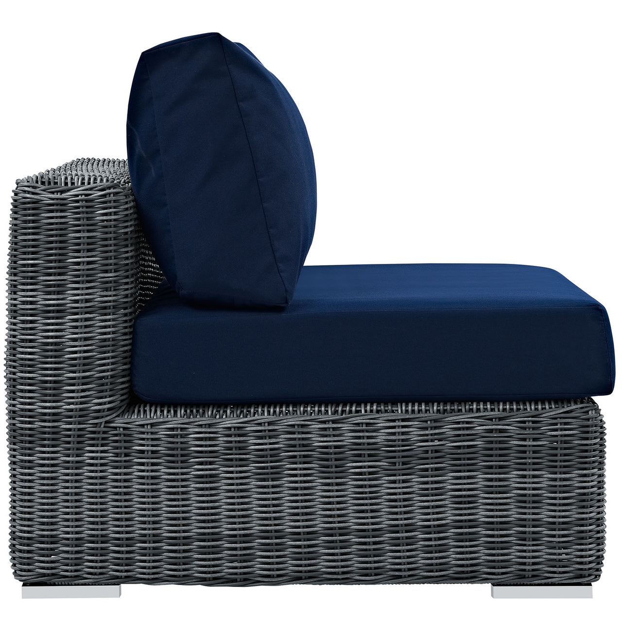 Invocation Alfresco Sunbrella® Armless Chair | Outdoor Modular Sectional Component, Canvas Navy