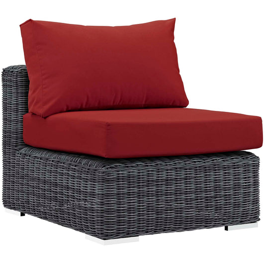 Invocation Alfresco Sunbrella® Armless Chair | Outdoor Modular Sectional Component, Canvas Red