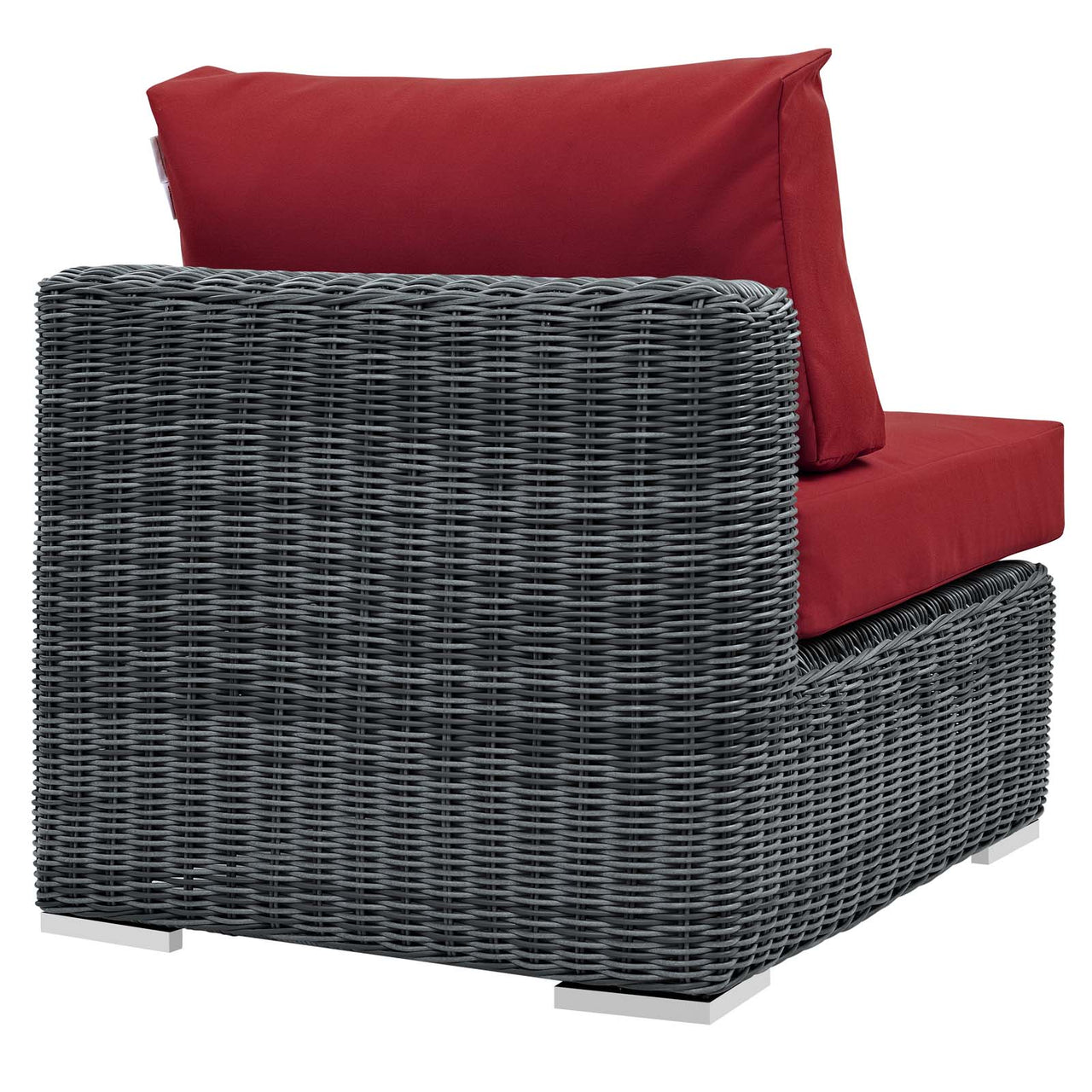 Invocation Alfresco Sunbrella® Armless Chair | Outdoor Modular Sectional Component, Canvas Red