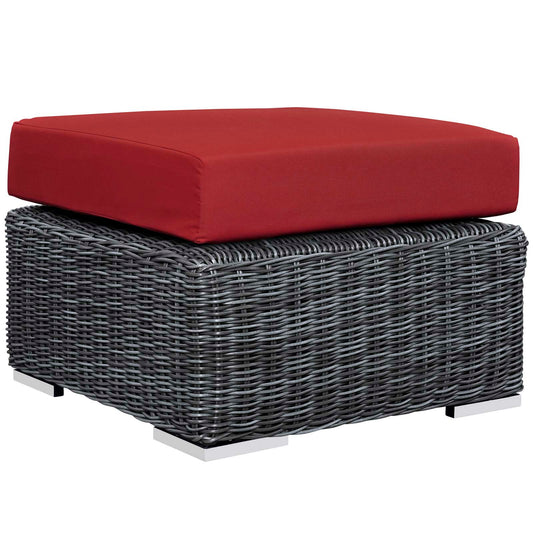 Invocation Alfresco Sunbrella® Ottoman | Outdoor Modular Sectional Component, Canvas Red