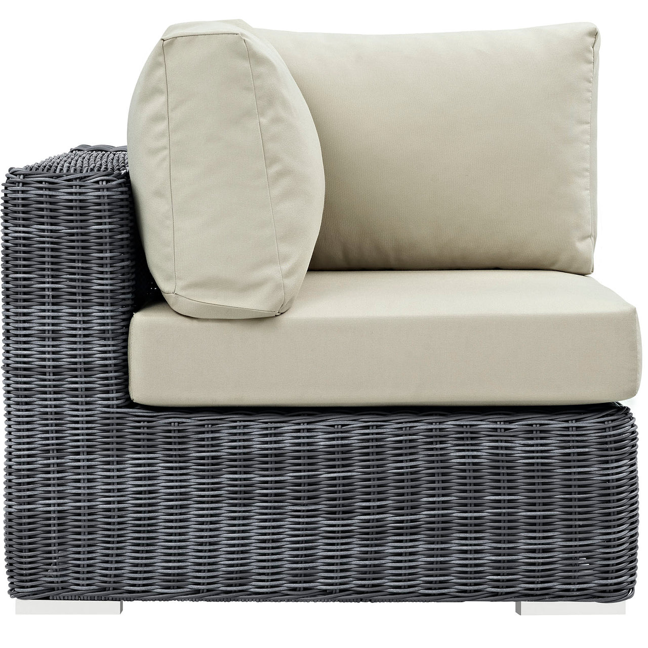 Summon Outdoor Patio Sunbrella® Corner Chair | Outdoor Modular Sectional Component, Canvas Antique Beige
