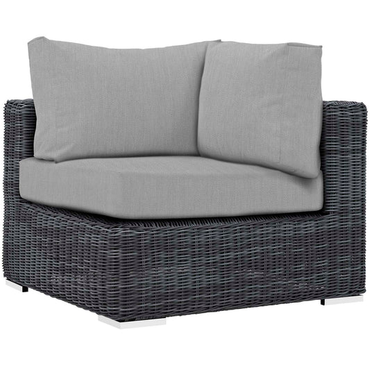 Invocation Alfresco Sunbrella® Corner Chair | Outdoor Modular Sectional Component, Canvas Gray