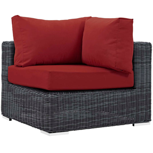 Invocation Alfresco Sunbrella® Corner Chair | Outdoor Modular Sectional Component, Canvas Red
