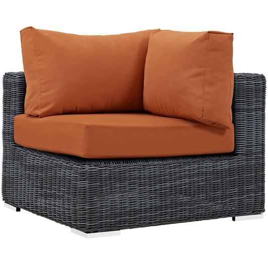 Invocation Alfresco Sunbrella® Corner Chair | Outdoor Modular Sectional Component, Canvas Tuscan