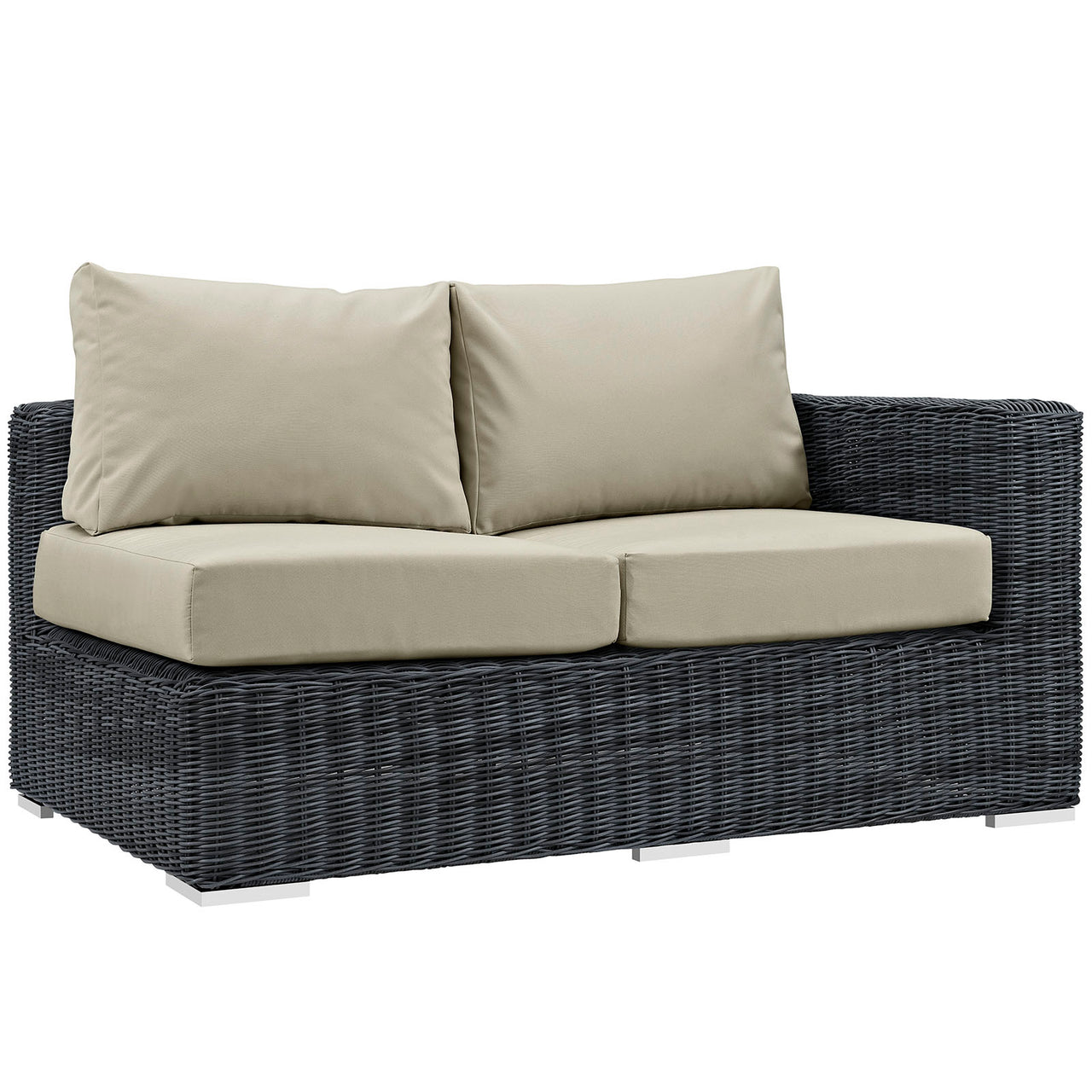 Invocation Alfresco Sunbrella® Right-Arm Loveseat | Outdoor Modular Sectional Component, Canvas Antique Beige
