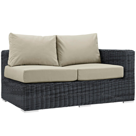 Invocation Alfresco Sunbrella® Right-Arm Loveseat | Outdoor Modular Sectional Component, Canvas Antique Beige