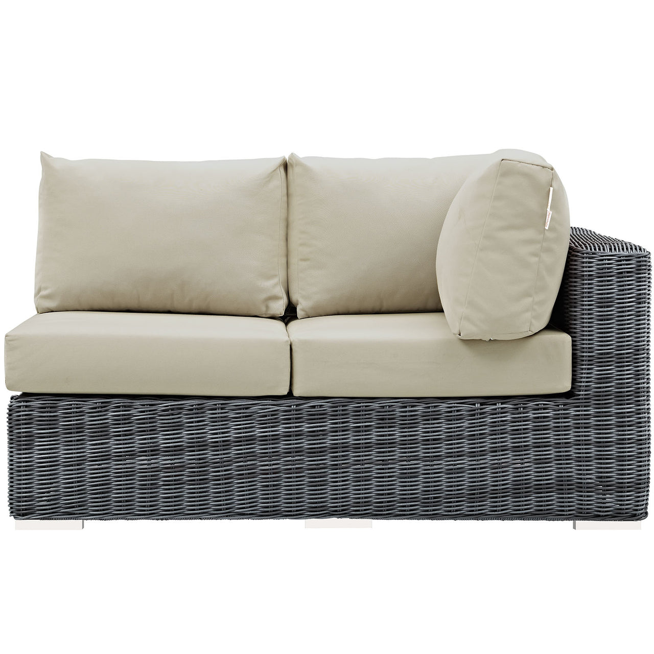 Invocation Alfresco Sunbrella® Right-Arm Loveseat | Outdoor Modular Sectional Component, Canvas Antique Beige