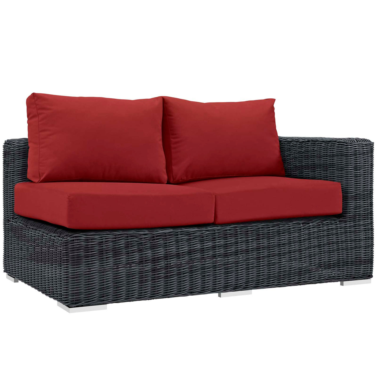 Summon Outdoor Patio Sunbrella® Right-Arm Loveseat | Outdoor Modular Sectional Component, Canvas Red