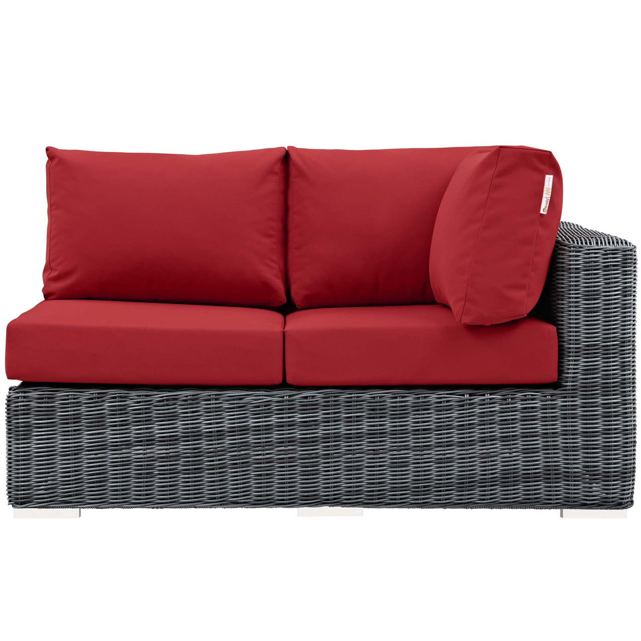Summon Outdoor Patio Sunbrella® Right-Arm Loveseat | Outdoor Modular Sectional Component, Canvas Red