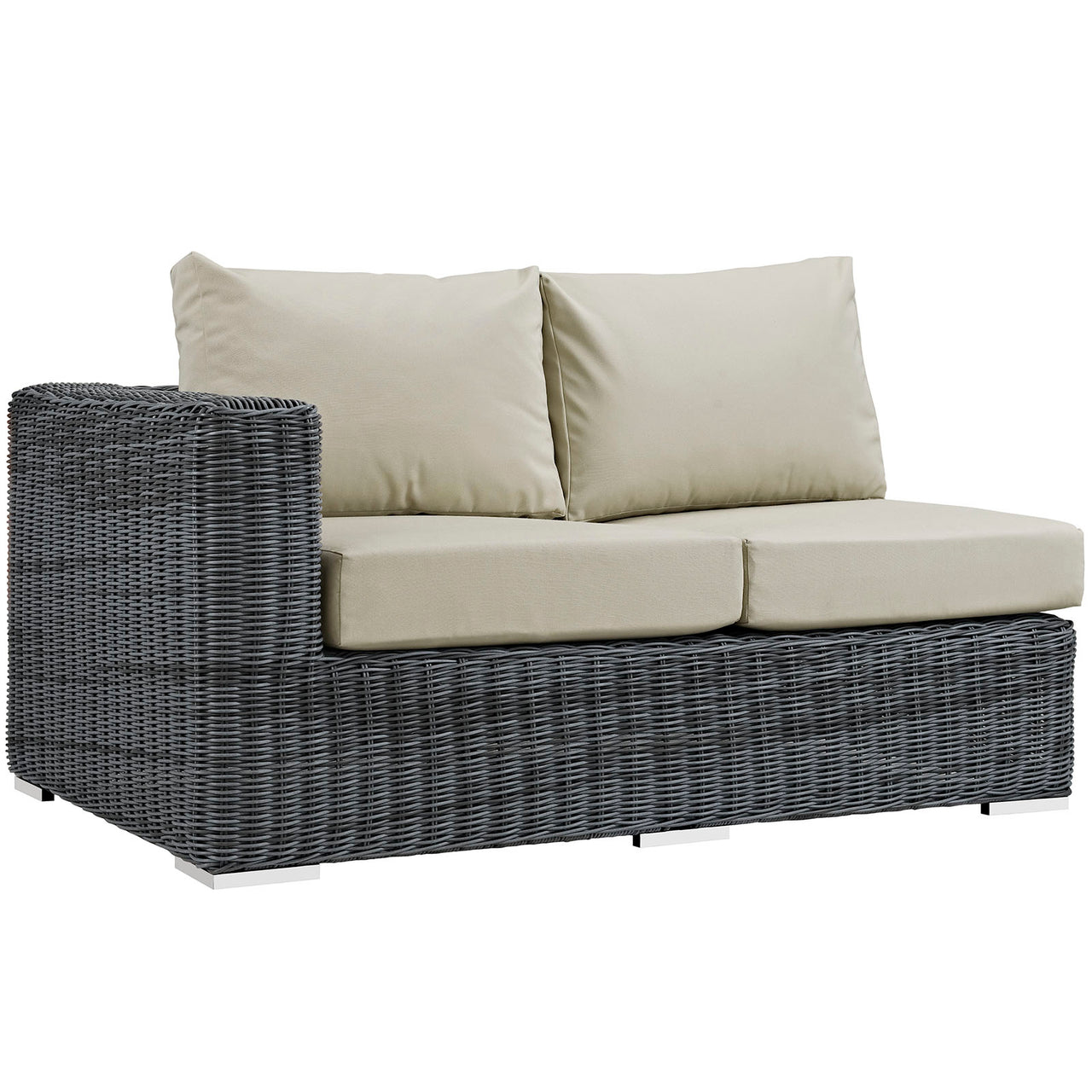Invocation Alfresco Sunbrella® Left-Arm Loveseat | Outdoor Modular Sectional Component, Canvas Antique Beige