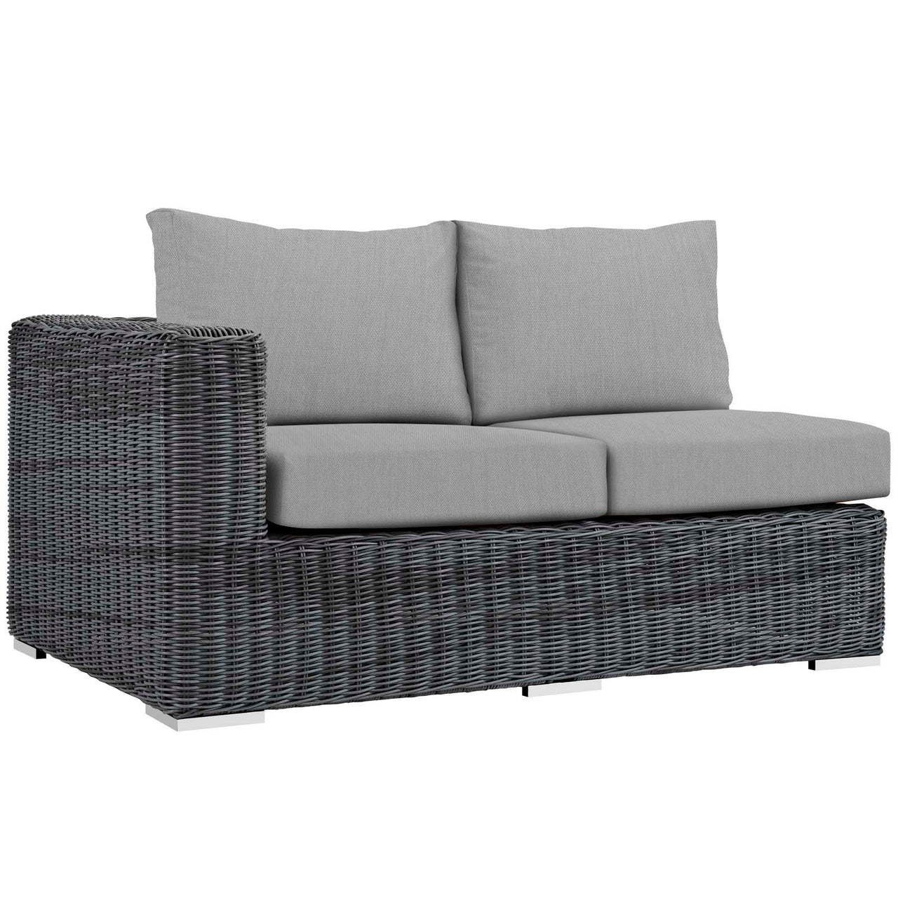 Summon Outdoor Patio Sunbrella® Left-Arm Loveseat | Outdoor Modular Sectional Component, Canvas Gray