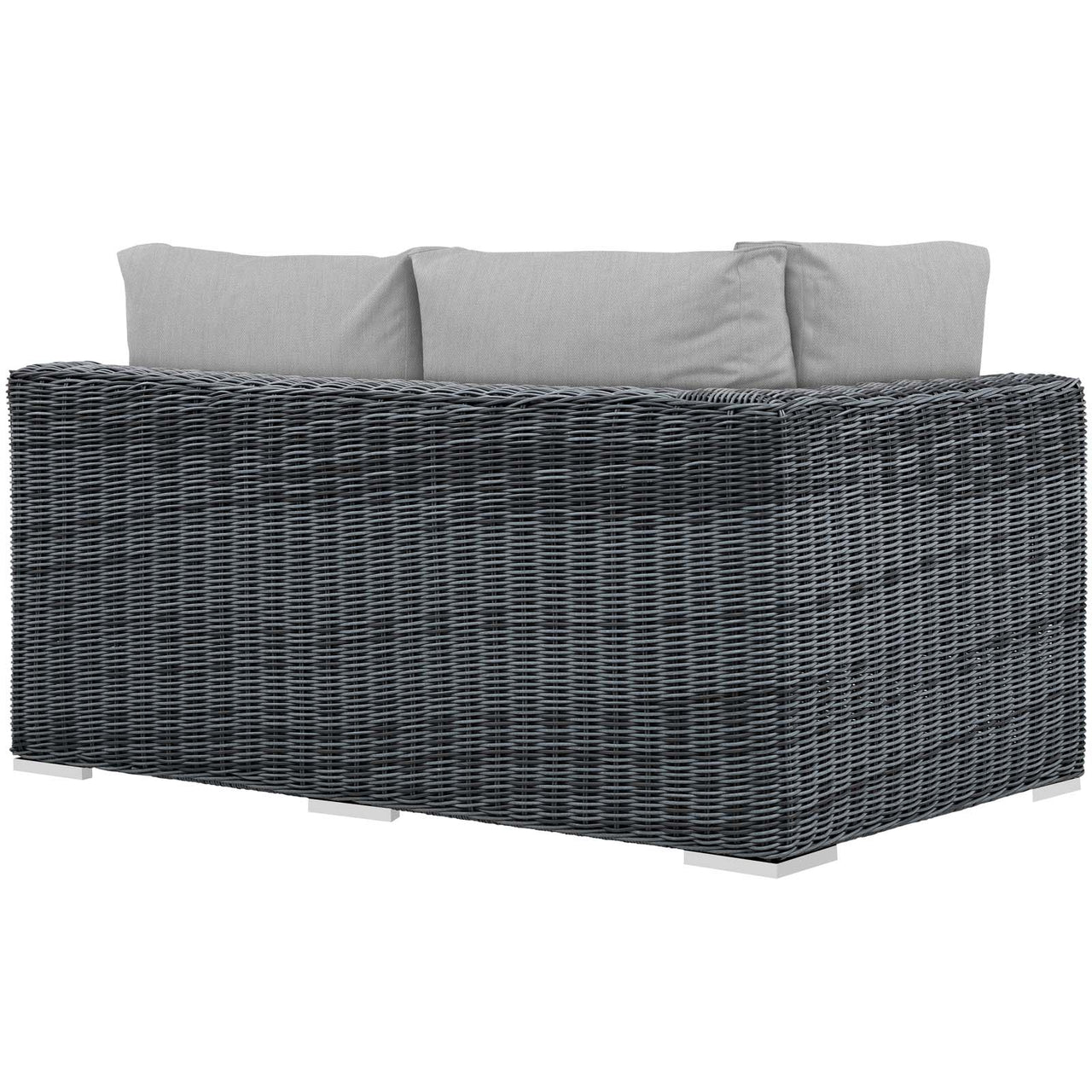Summon Outdoor Patio Sunbrella® Left-Arm Loveseat | Outdoor Modular Sectional Component, Canvas Gray