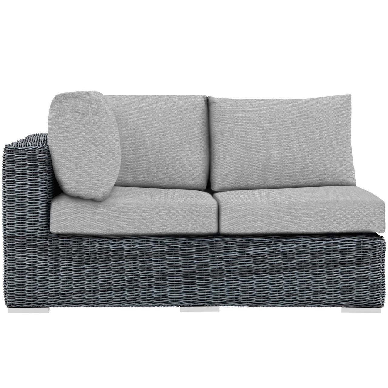 Summon Outdoor Patio Sunbrella® Left-Arm Loveseat | Outdoor Modular Sectional Component, Canvas Gray