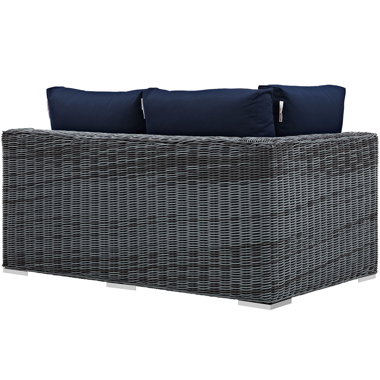 Summon Outdoor Patio Sunbrella® Left-Arm Loveseat | Outdoor Modular Sectional Component, Canvas Navy