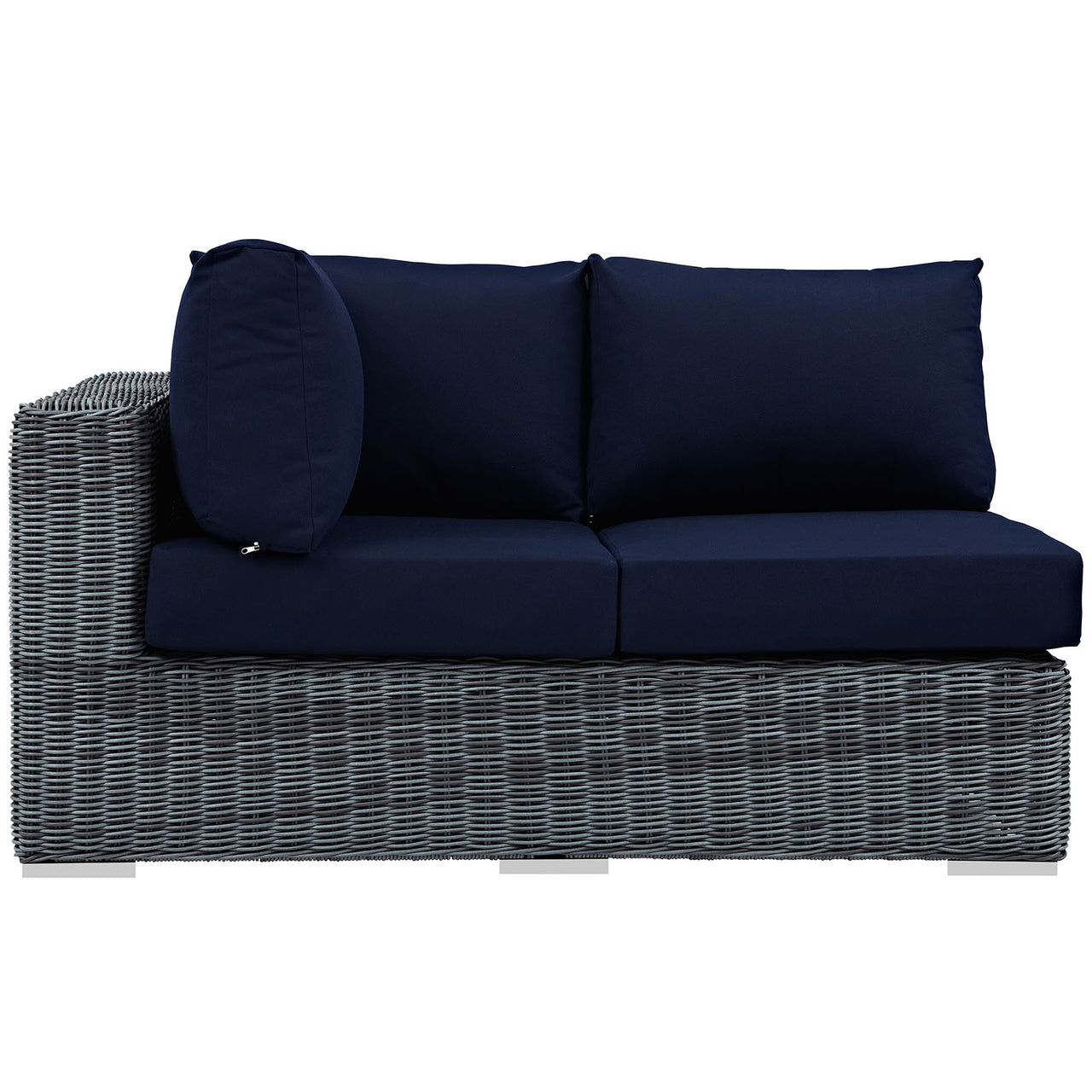Summon Outdoor Patio Sunbrella® Left-Arm Loveseat | Outdoor Modular Sectional Component, Canvas Navy