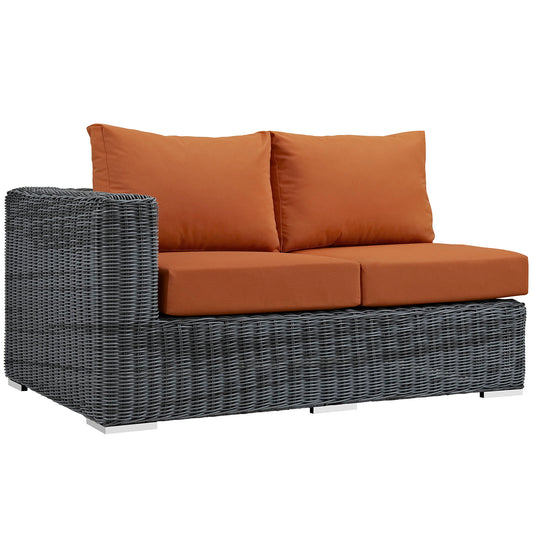 Invocation Alfresco Sunbrella® Left-Arm Loveseat | Outdoor Modular Sectional Component, Canvas Tuscan